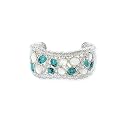 Sterling Silver 1/10 ct. Diamond with Turquoise and Oval Shaped Mother-of-Pearl Fashion Bangle