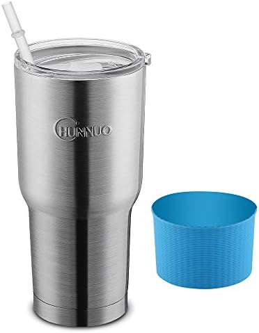 Travel Tumbler, Chunnuo 30 oz Coffee Mug - Double Wall Vacuum Insulated Cup - 18/8 Stainless Steel Tumbler with Straw, Lid and Cover - Dual Hot and Cold