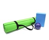 OneTouch Yoga and Pilates Workout Kit with 1/8" Thick Yoga Mat, Foam Block, and Weight Ball 3R