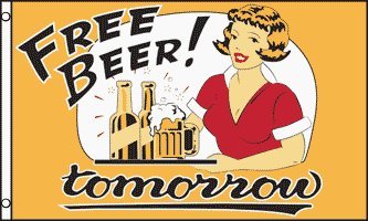 3′x5′ “FREE BEER TOMORROW” FLAG, sign, bong, cloth poster, beer