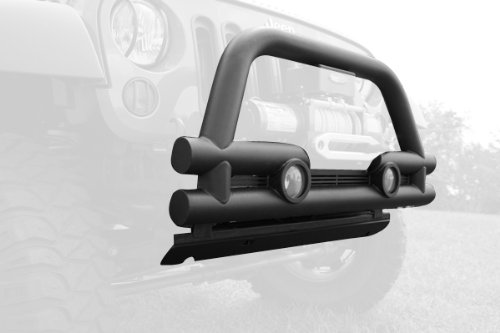 Rugged Ridge 11561.12 Textured Black Front Stubby Tube Bumper with Grill Guard for Jeep Wrangler JK 2007-2010