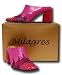 Milagros Donna Leather Upper Fuchsia Mule Slide Faux Aligator Snake Skin Size 9
