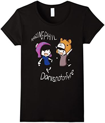 Women's Dan Is Not On Fire And Amazing Phil T-Shirt Small Black