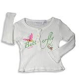 Cool Island - Girls Long Sleeved Henley Style Ribbed Top, White