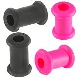 4G 4 gauge 5mm - Black, Pink Implant grade silicone Double Flared Flare Tunnels Ear Plugs Earlets SI01 wholesale Lot ACNE - Ear stretched Stretching Expanders Stretchers bulk- Pierced Jewellery Body Piercing Jewelry - Set of 4 pieces