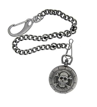 Nemesis Skull Gunmetal Pocket Watch with Chain