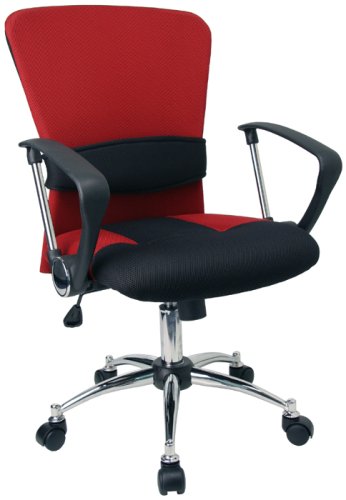Mid-Back Mesh Adjustable Office Computer Chair w/ Arms, Red
