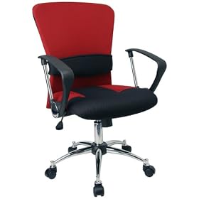 Mid-Back Mesh Adjustable Office Computer Chair w  Arms,Burgundy