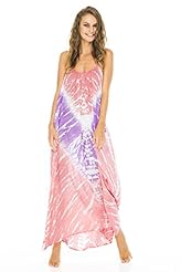 Belted Gathered Sequined Sheer Tie Dye Print Rayon/Silk Summer Sleeveless Maxi Dress 