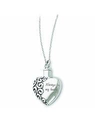 Sterling Silver Antiqued Heart Remembrance Ash Holder 18in Necklace