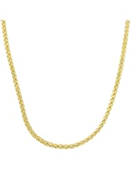 14 Karat Yellow Gold 2.2-mm Hollow Diamond-cut Flat Wheat Chain (18 Inch)