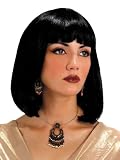 Cleopatra Egyptian Wig Theatre Costumes Accessory Black Medium Length Wig With Bangs Fringe