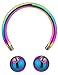 Forbidden Body Jewelry 14g 12mm Surgical Steel Rainbow IP Plated Horseshoe Ball Ring, 5mm Balls