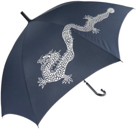 OKAMOTO TOKYO JAPAN Samurai Busi dragon Large Auto-Open Umbrella 41inches Navy