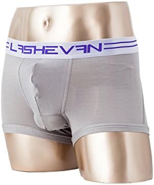 Lashevan Men's Functional Boxer Brief Modern Solid 3D Separated Underwear Tensel Fiber Drawers - Modern Gray (TD12361) - L Size