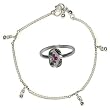 Anklet Toe Ring Pair Sterling Silver for Women 9.75 inches