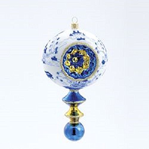 David Strand Canton Blue Finial Glass Ornament with Retro Reflector 7″ David Strand Canton Blue Finial Glass Ornament with Retro Reflector 7″