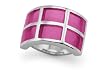 Stainless Steel Women's Ring with pink resin inlay