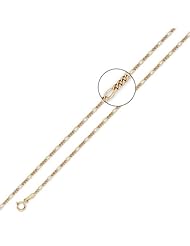14K Solid Yellow Gold Figaro Chain Necklace 2mm (5/64 in.) - 20 in.