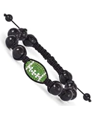 Swarovski Elements East Lansing Spirit Football & Onyx Macrame Bracelet