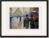 Black Framed/Matted Print 17x23, Paris Street; Rainy Day