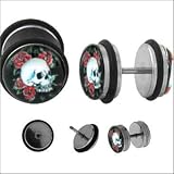Skull Rose Flared Body Piercing Plugs