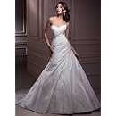 Simple White Taffeta Wedding Gown With Beading