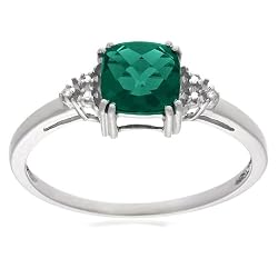 10k White or Yellow Gold Created-Emerald and Diamond Ring 10k White or Yellow Gold Created-Emerald and Diamond Ring