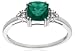 10k Choice of White or Yellow Gold, May Birthstone, Created-Emerald and Diamond Ring