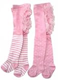 Plum Collections Two Pairs of Baby Tights with Frilly Bottoms - Stripes and Spots in Gift Box size 0-6 months