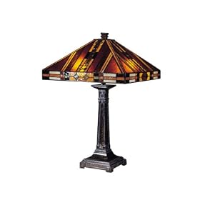 Dale Tiffany TT100514 Mission Gabrielle Table Lamp, Fieldstone and Art Glass/Mica Shade