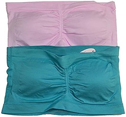 Anenome Women's Strapless Seamless Bandeau Padding ,One Size,2 Pack: Light Pink/Light Teal