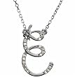 14k White Gold Elegant Initial E Diamond Necklace