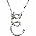 14k White Gold Elegant Initial E Diamond Necklace