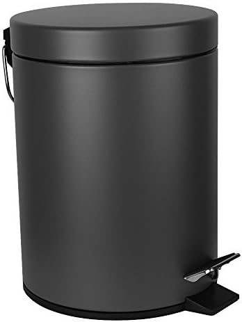 Malmo FE43005LG Medium Carbon Steel Round Step Trash Can, 5L/1.3Gallon, Gray
