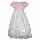 Flower Girl Dresses - Satin Pink Bodice and Floral Embroidery Dress Skirt (4T - 8)