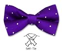 Self-Tie Dot Silk Bow Ties - Purple with White Dots