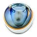 Hand Blown Blue Multicolor Sommerso Art Glass Candle Holder 4" tall
