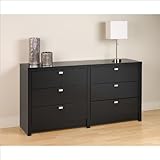 Prepac Series 9 Designer 6 Drawer Double Dresser in Black