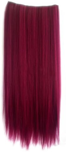 Ombre Dip-dye Color Clip in Hair Extension 55-60cm Length Wine Red straight for Fashion Girls Ruby-001