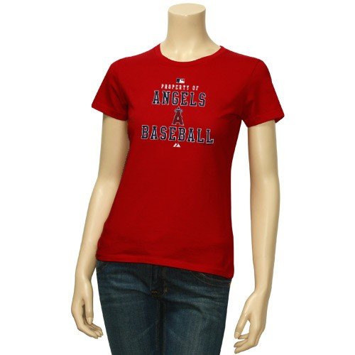 Majestic Los Angeles Angels of Anaheim Ladies Red Property Of T-shirt (Small)