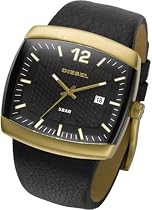 Diesel Gents DZ1205 Black Leather Strap With Black Dial Date Function