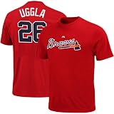 MLB Majestic Atlanta Braves #26 Dan Uggla Youth Red Player T-shirt (Large)