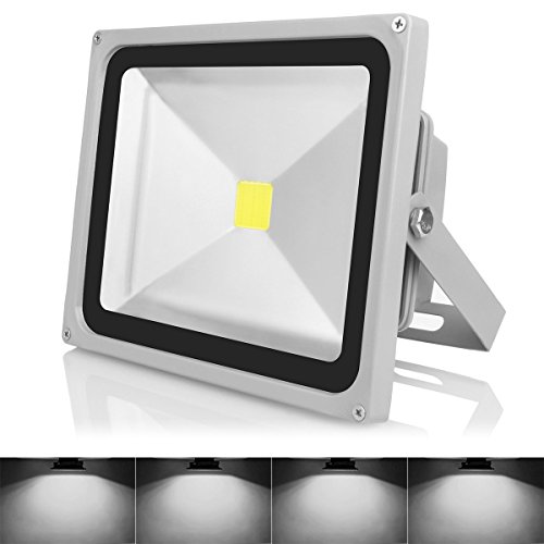 Warmoon Outdoor LED Flood Light, 30W Daylight White 6500K Waterproof Security Lights with 3-Prong US Plug