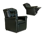 Four Button Fabric Kid's Recliner Material - Color: Black Leather Like