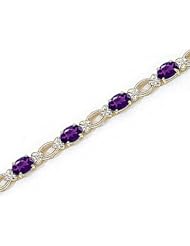 14kt Yellow Gold Oval Amethyst and Diamond Bracelet