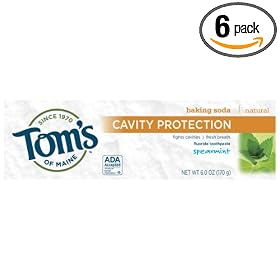 Tom's of Maine Natural Care Fluoride Toothpaste, Anticavity, Spearmint, 6 oz (170 g) (Pack of 6)