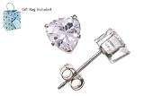 14K White Gold Children's Heart CZ Earrings