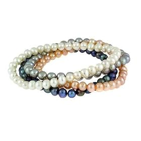 4 Genuine Freshwater Cultured 5-6mm White, Gray, Pink, and Peacock Pearl... by SilverSpeck.com