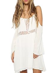 Short Shift Polyester Long Sleeves Off the Shoulder Spaghetti Strap Backless Lace Club Dress/Party Dress/Mini Dress 